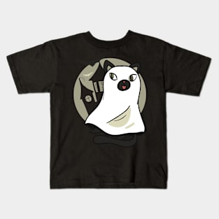 Sweet cat disguised as ghost Kids T-Shirt